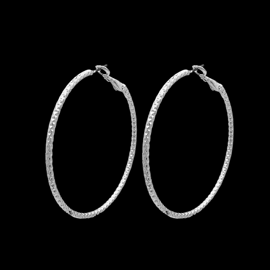 گوشواره حلقه‌ای تراش‌دار استیل | ضدحساسیت (Diamond Cut)