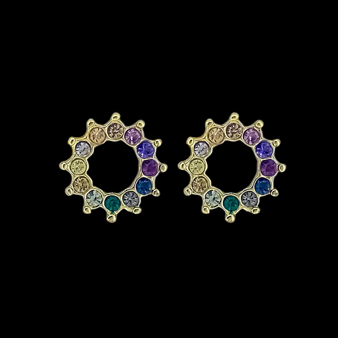گوشواره میخی مولتی کالر (Colorful Pave Stud Earrings)