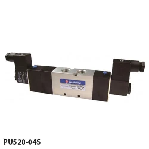 شیر برقی پنوماتیک 5/2 شاکو (تک بوبین) سایز 1/2 اینچ با کد فنی PU520-04S