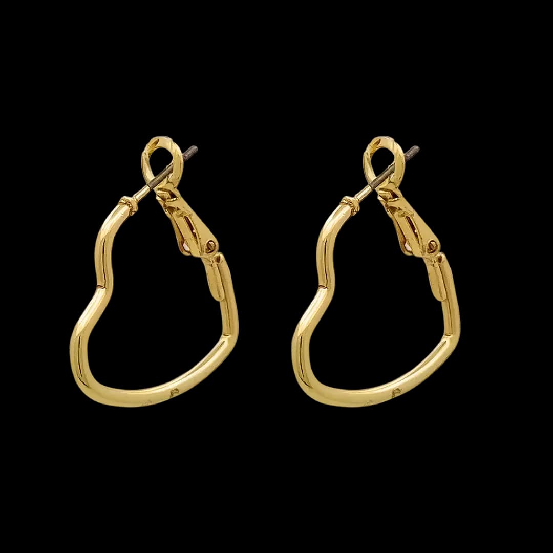 گوشواره قلب (Gold Heart Hoop Earrings)