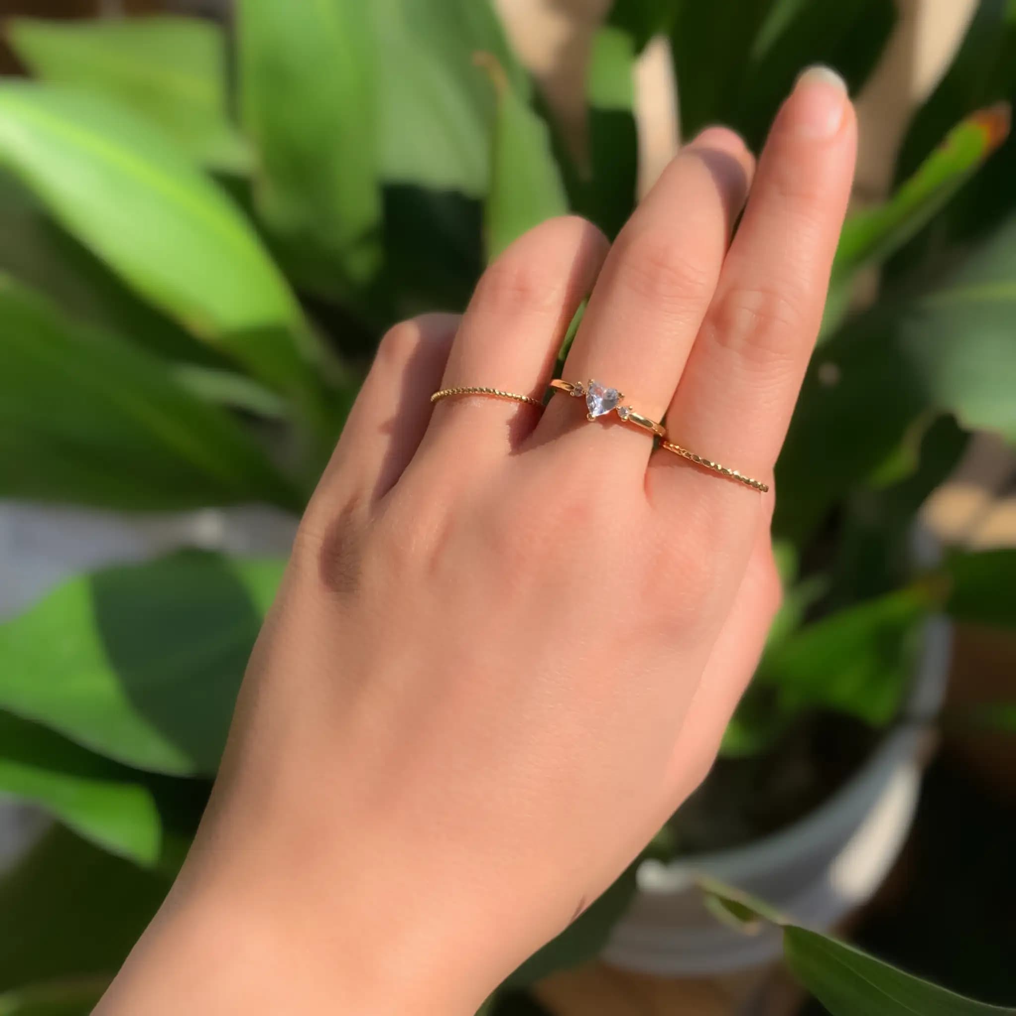 پک سه عددی انگشتر روکش طلا 02 (Minimal Gold Plated Stacking Rings) — تصویر ۳