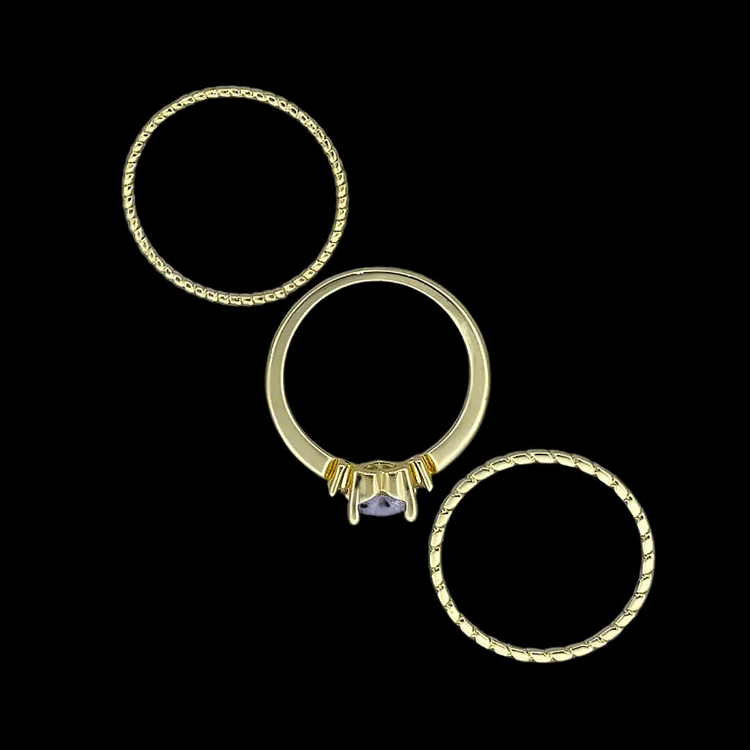پک سه عددی انگشتر روکش طلا 02 (Minimal Gold Plated Stacking Rings) — تصویر ۴