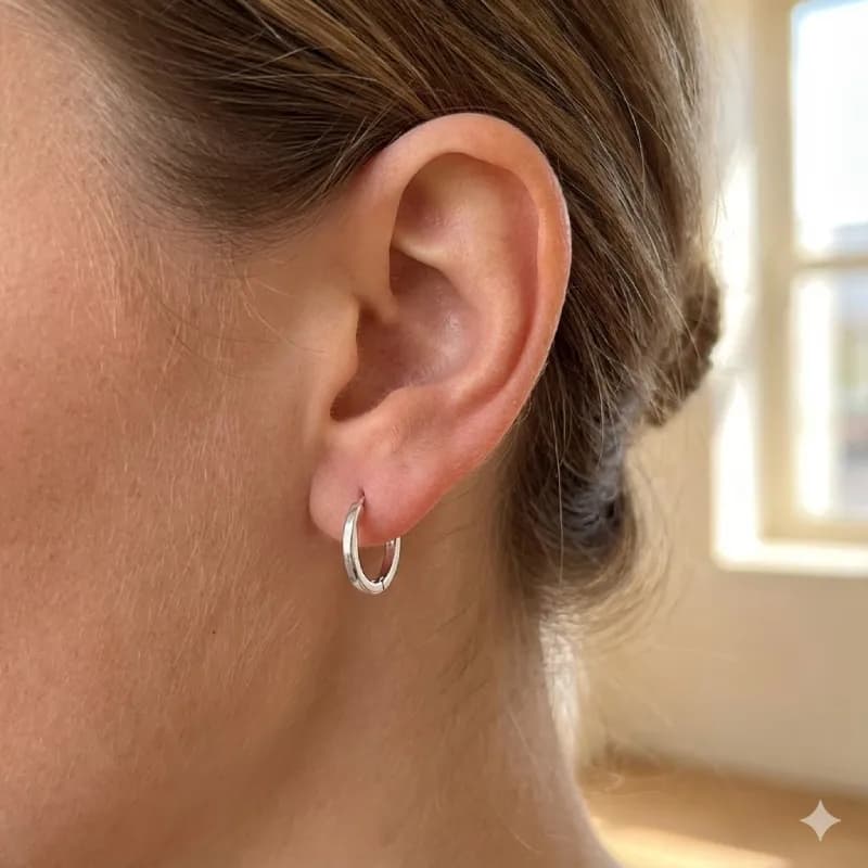 گوشواره حلقهای ساده استیل (مدل کلاسیک مینیمال) — تصویر ۲