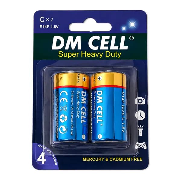 باتری متوسط DM CELL مدل R14P بسته 2 عددی