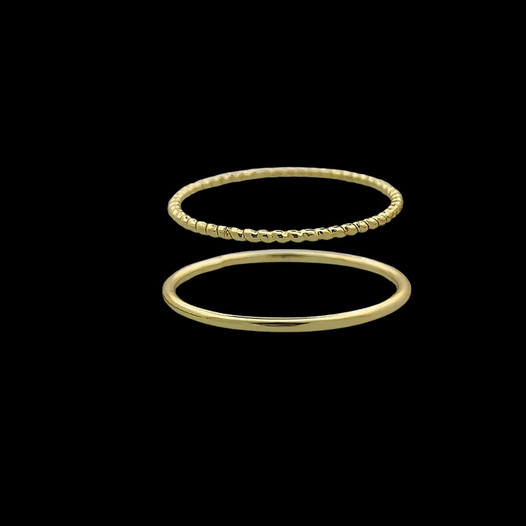 پک دو عددی انگشتر روکش طلا 02 (Minimal Gold Plated Stacking Rings)