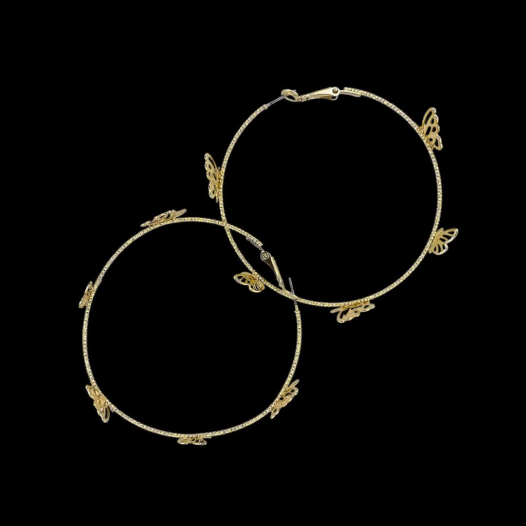 گوشواره حلقه‌ای بزرگ پروانه (Butterfly Drop Large Hoop Earrings) — تصویر ۴