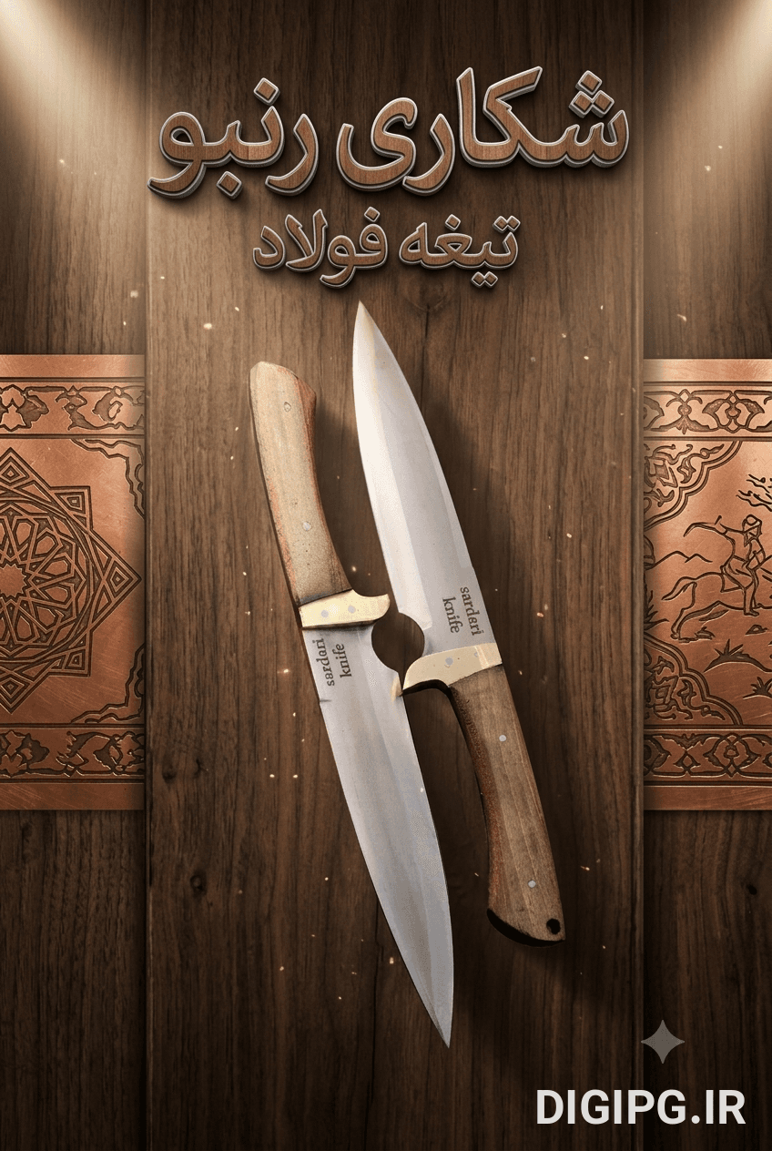چاقوی شکاری رنبو فولادی مناسب طبیعتگردی با تیغه تیز و مقاوم
