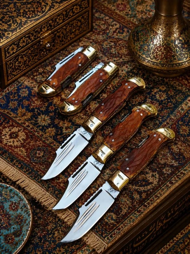 چاقوی ضامندار طرح شاخ کریمی