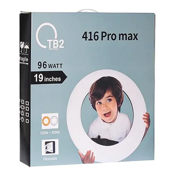 رینگ لایت 19 اینچی TB2 96W LED مدل 416PRO max + کنترل و آینه و کیف — تصویر ۲