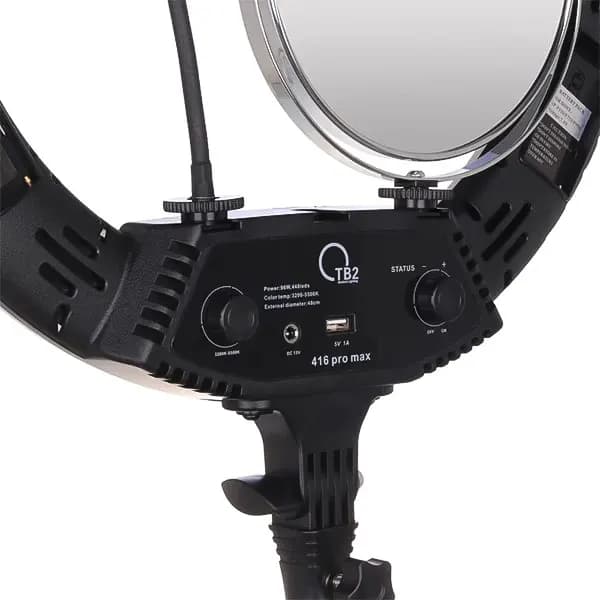 رینگ لایت 19 اینچی TB2 96W LED مدل 416PRO max + کنترل و آینه و کیف — تصویر ۴