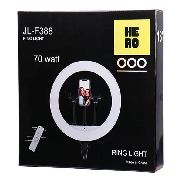 رینگ لایت 18 اینچی LED هیرو مدل JL-F388 + کنترل و کیف حمل — تصویر ۲