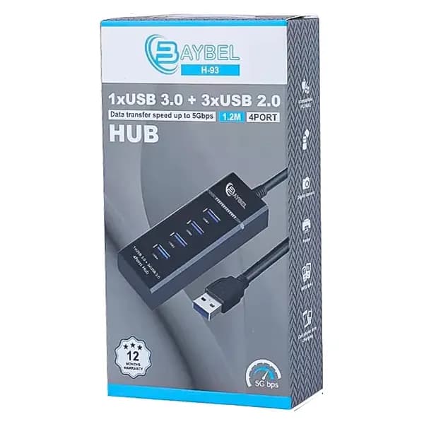 هاب 4 پورت USB 3.0 و BAYBEL USB 2.0 مدل H-93 طول 1.2 متر — تصویر ۲