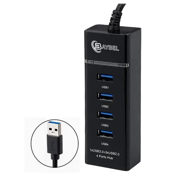 هاب 4 پورت USB 3.0 و BAYBEL USB 2.0 مدل H-92 طول 30 سانتی متر — تصویر ۴
