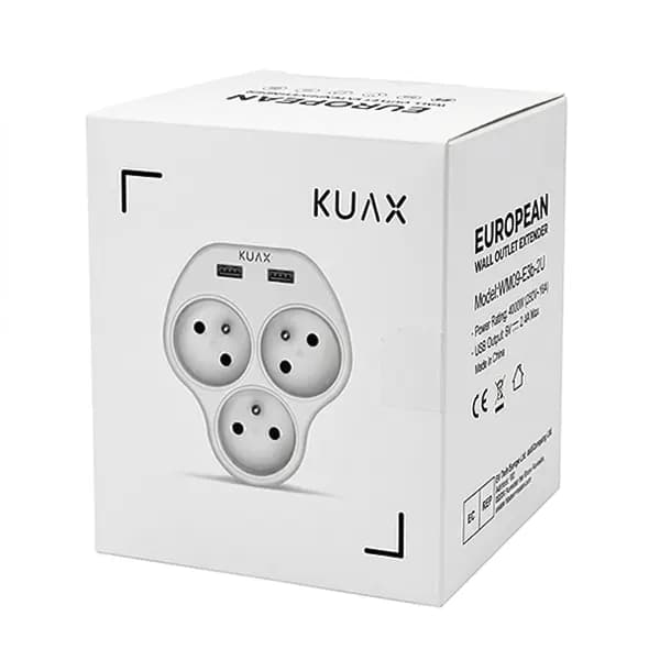 سه راهی برق KUAX مدل WW09-E3b-2U دارای پورت USB — تصویر ۳