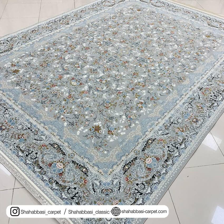 فرش کلاسیک کد 5014 روژان نقره ای