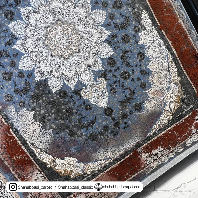 فرش کلاسیک کد 3021 آبی — تصویر ۳