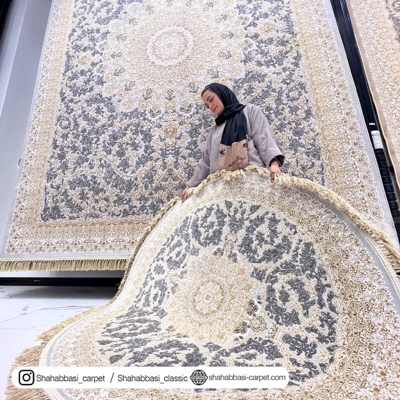 فرش کلاسیک کد 3011 نقره ای