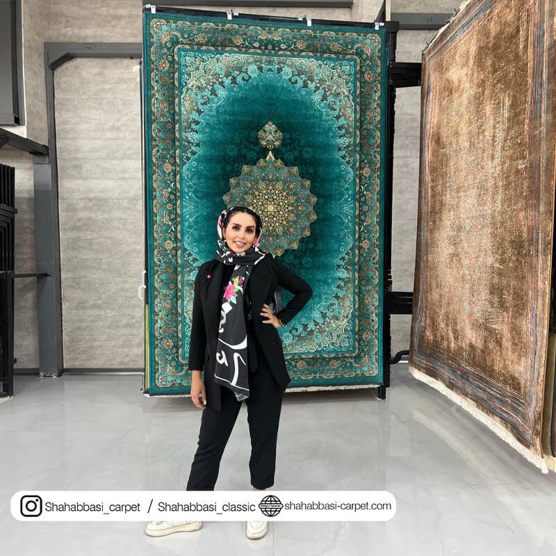 فرش ونوس کد 1200140 سبزآبی