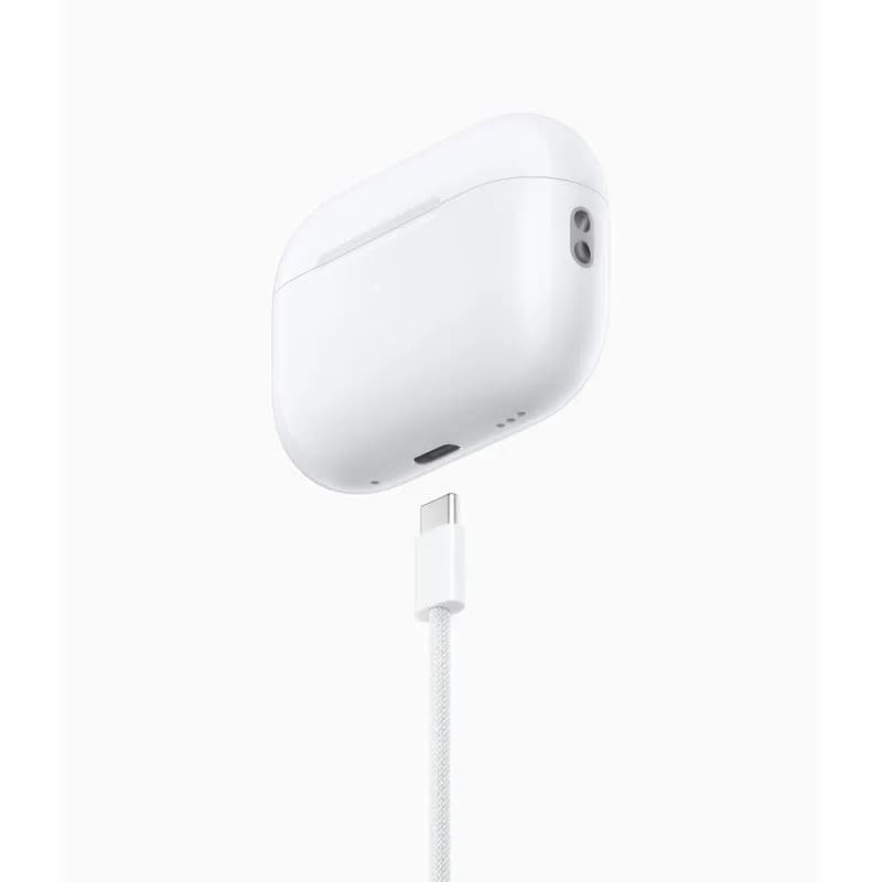 هدفون بلوتوثی اپل مدل AirPods Pro 2nd Generation با نویز کنسلینگ فعال (ANC)، نویز کنسلینگ میکروفون (ENC)، درگاه شارژ USB Type-C — تصویر ۲