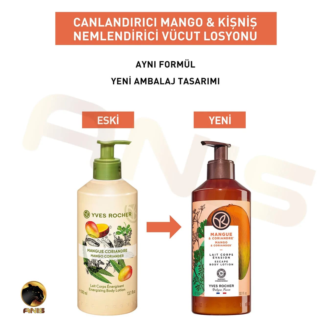 لوسیون بدن Mangue & Coriandre ایوروشه با رایحه گشنیز و انبه 390 میل — تصویر ۲