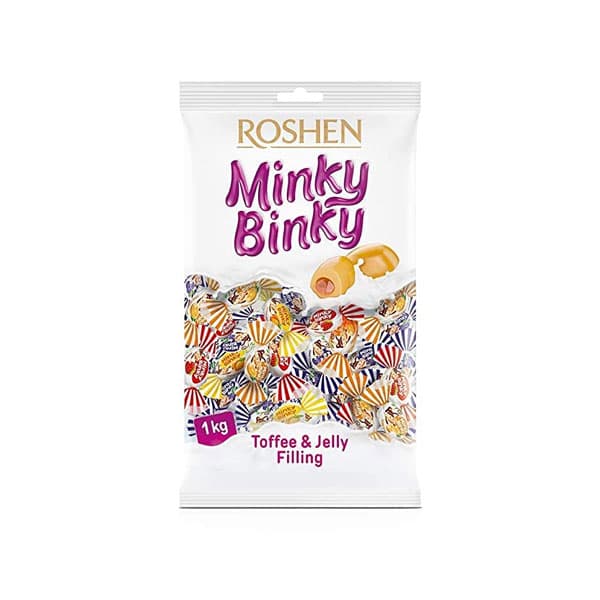 تافی میوه ای مینکی بینکی روشن Roshen Minky Binky بسته 1 کیلوگرم