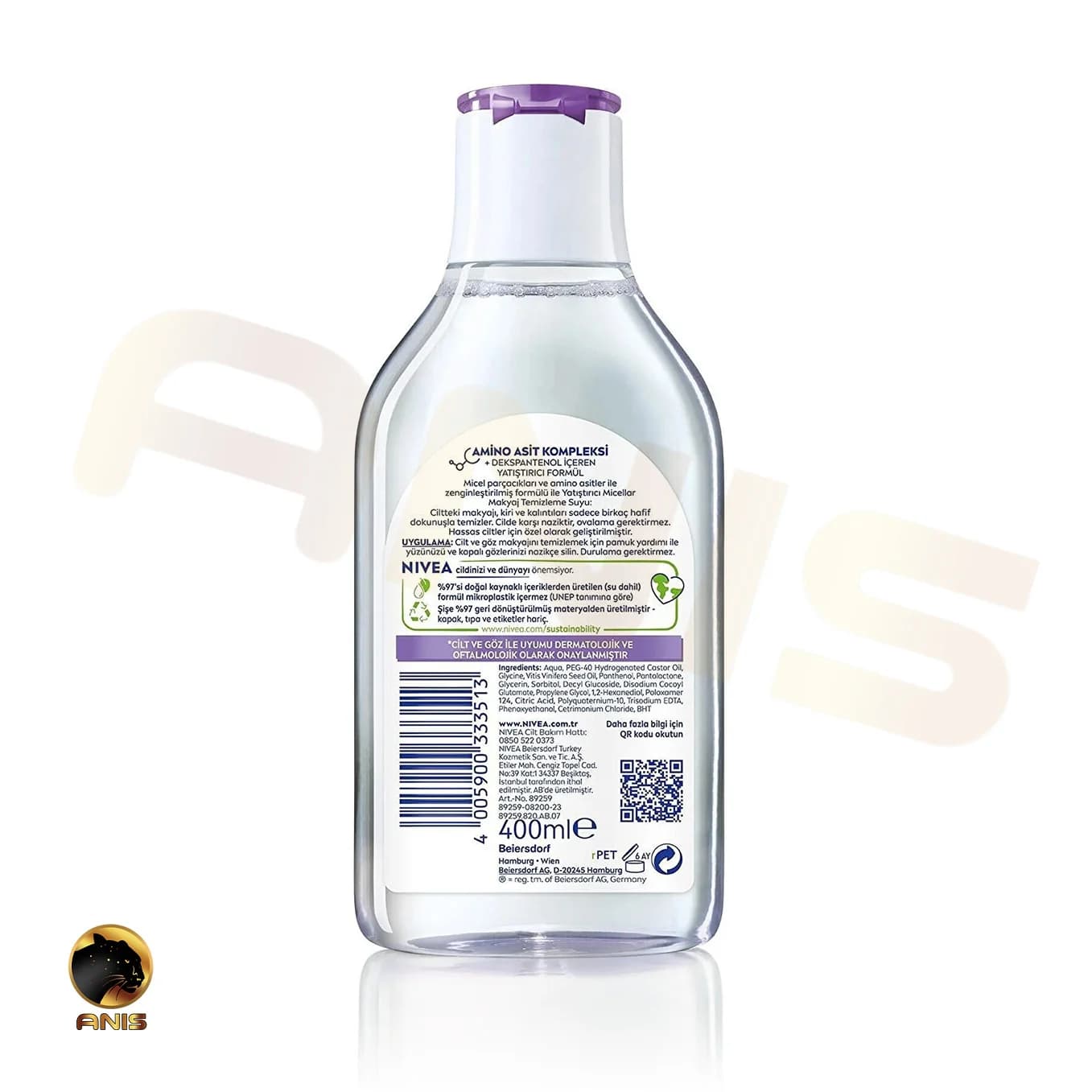 میسلار واتر Yatistirici نیوا حاوی آمینو اسید و دکسپانتنول 400 میل — تصویر ۲
