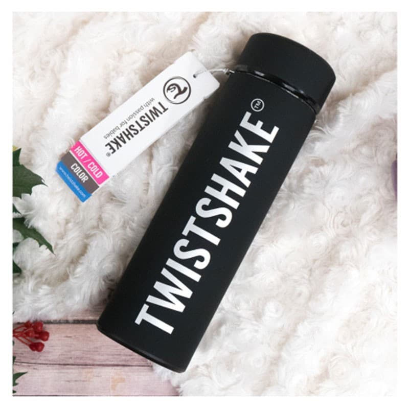 فلاسک سرد و گرم پاستیل مشکی تویست شیک ظرفیت ۴۲۰ میلی لیتر اورجینال twistshake — تصویر ۴