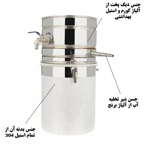 گلاب گیر 30 لیتری (دستگاه تقطیر) استیل مدل TS-G30L — تصویر ۵