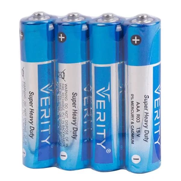باتری چهارتایی نیم قلمی Verity Super Heavy Duty R03 1.5V AAA شرینک — تصویر ۲