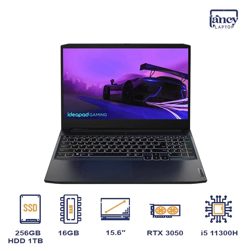 لپ تاپ استوک 15.6 اینچی لنوو IdeaPad Gaming 3 15IHU6 Core i5-11300H 16GB 256GB SSD 1TB HDD RTX 3050 4GB 120Hz