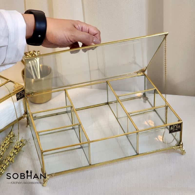 جعبه تی بگ 7 خانه برنجی