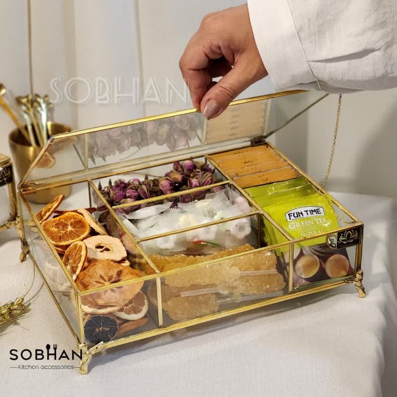 جعبه تی بگ 5 خانه برنجی