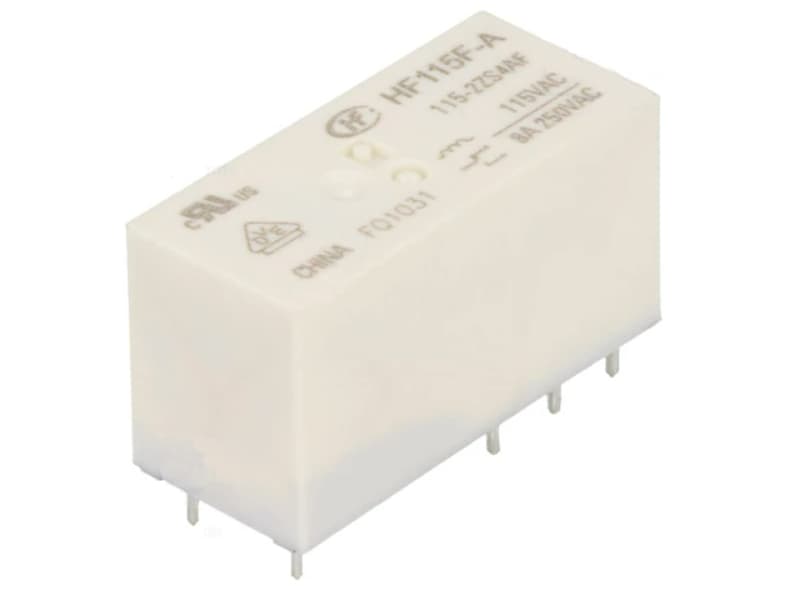 رله 115 ولت ac دو کنتاکت 8 آمپر 8 پین برند HONGFA | مدل HF115F-A/115-2ZS4AF