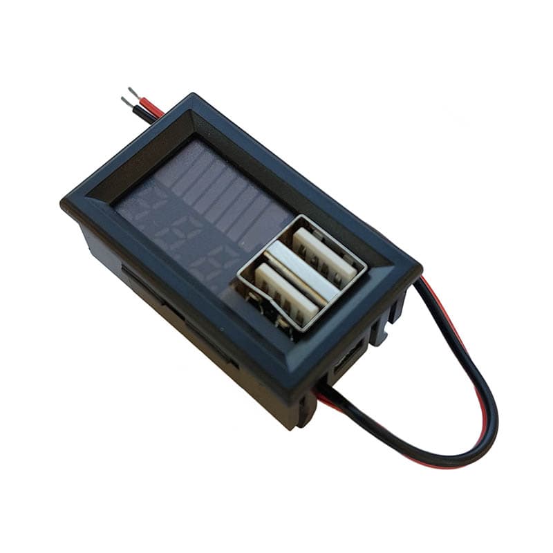 گیج نمایشگر میزان شارژ باتری خودرویی به همراه شارژر USB