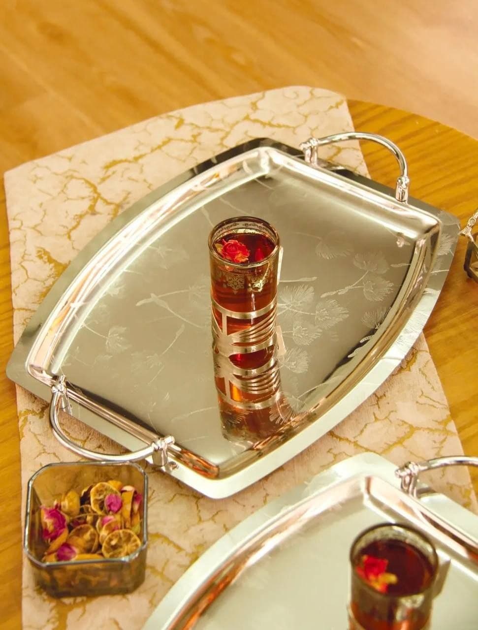سینی دوتایی استیل طرح قاصدک
