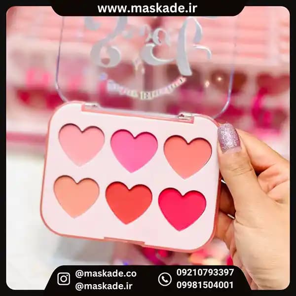 پالت رژگونه قلبی هدی موجی ۶ رنگ