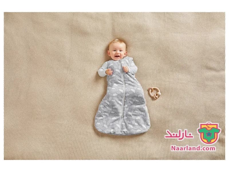 کیسه خواب بچه گانه لوپیلو مخمل خاکستری طرح ابر — تصویر ۲