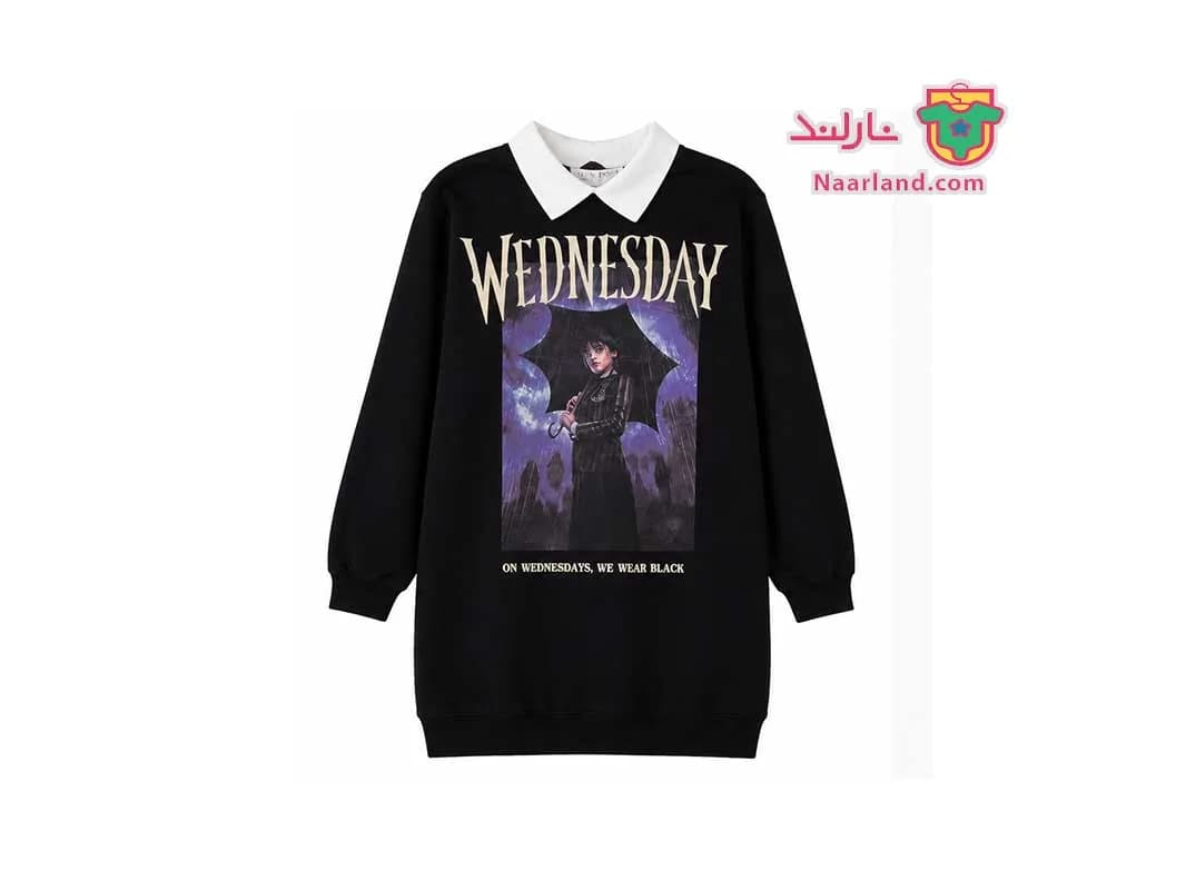 تونیک دورس داخل کرکی طرح Wednesday مشکی