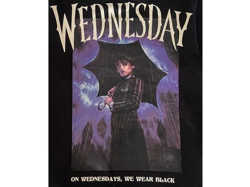 تونیک دورس داخل کرکی طرح Wednesday مشکی — تصویر ۳
