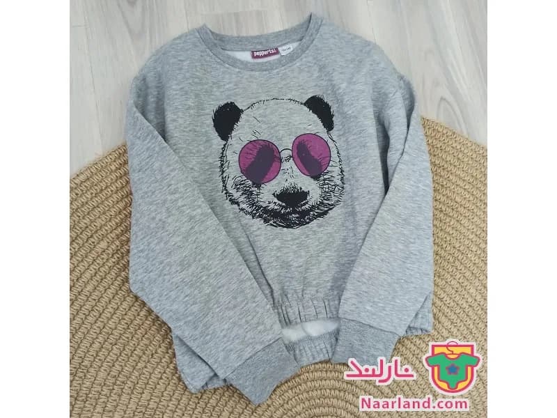 بلوز کراپ دورس داخل کرکی Pepperts آلمان خاکستری طرح پاندا — تصویر ۲