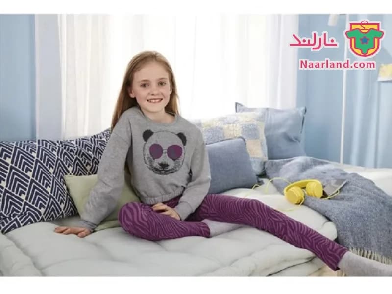 بلوز کراپ دورس داخل کرکی Pepperts آلمان خاکستری طرح پاندا — تصویر ۳