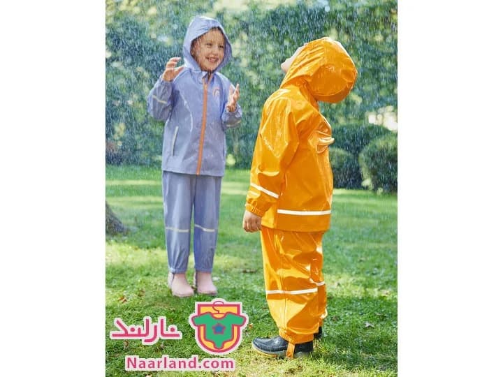 شلوار بارانی پیش بندی بدون پلار آبی یاسی — تصویر ۲