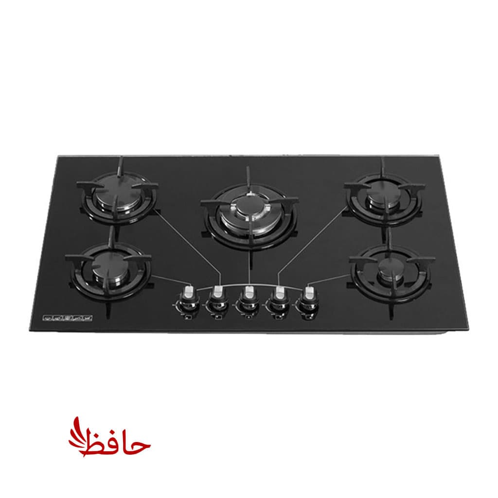 اجاق گاز صفحه ای شیشه ای پنج شعله مدل مارس (ترموکوبل دار)