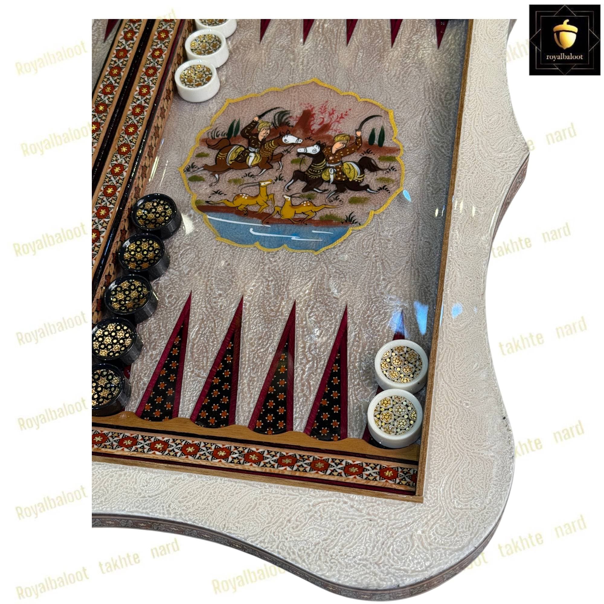 تخته نرد خاتم نقاشی تذهیب و شکار دالبری کد 499 — تصویر ۹