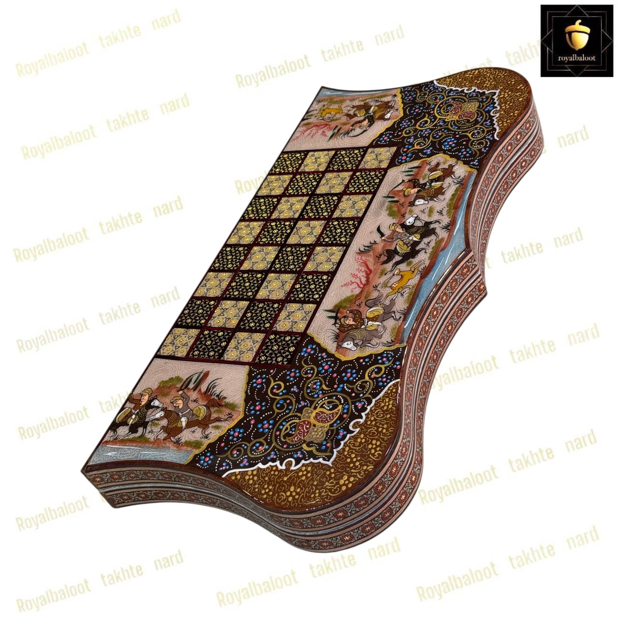 تخته نرد خاتم نقاشی تذهیب و شکار دالبری کد 499