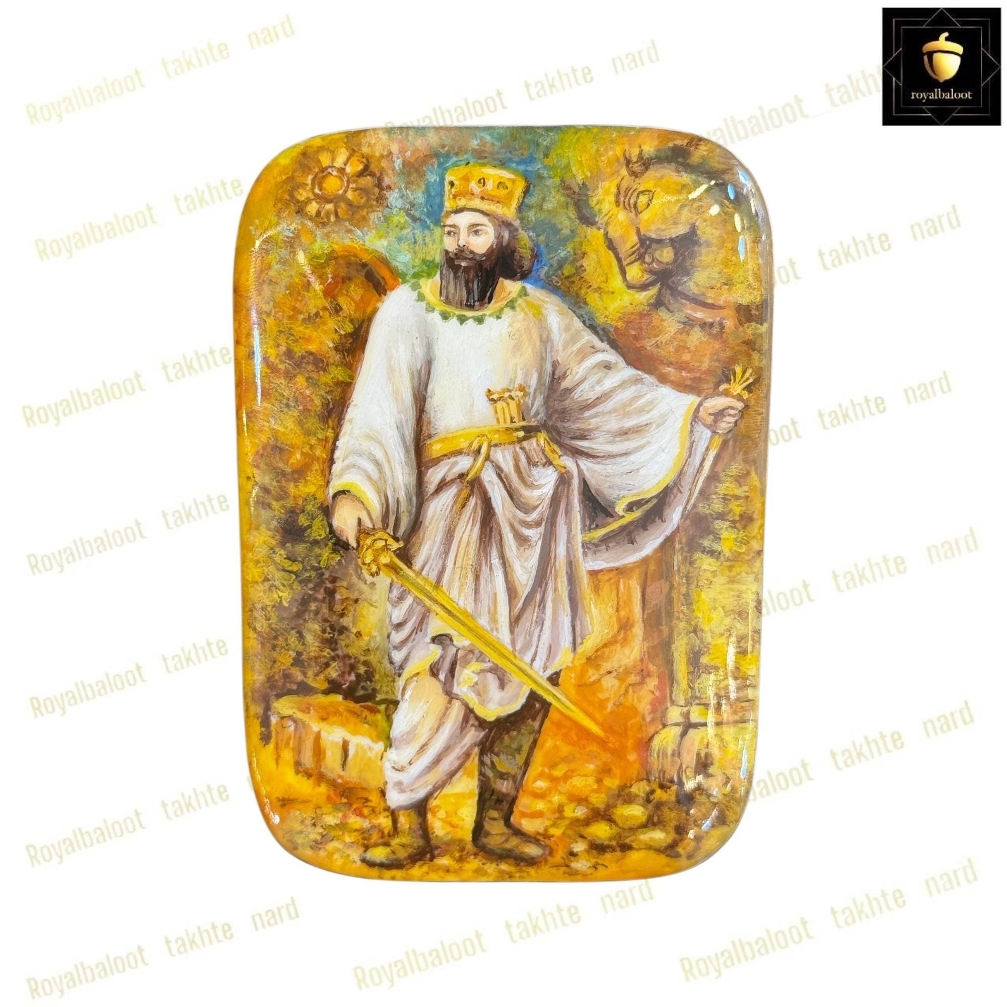جعبه پاسور خاتم و نقاشی کوروش کد 575