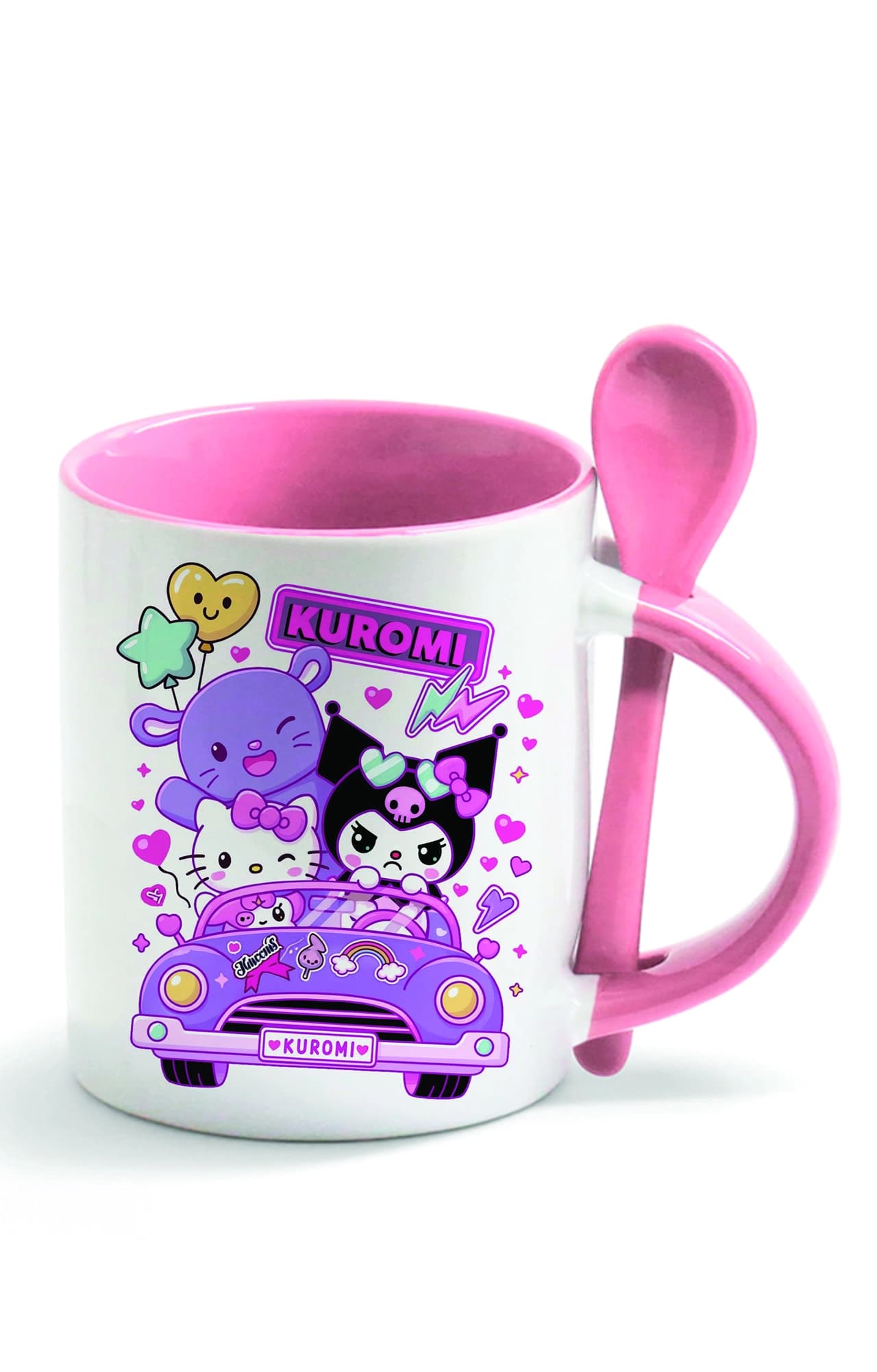 ماگ قاشق دار رنگی طرح کرومی kuromi کد 4836 — تصویر ۲