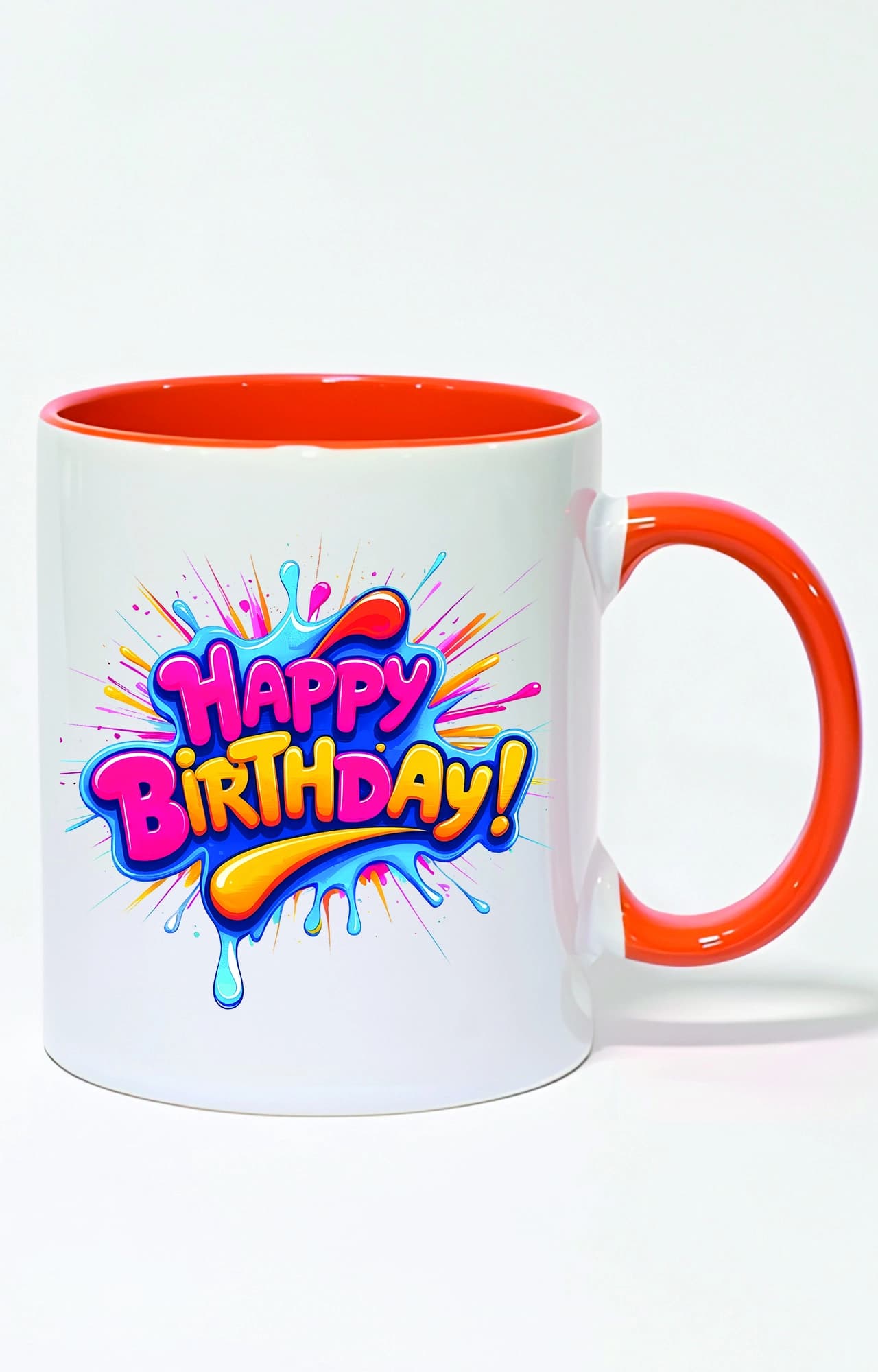 ماگ دسته و داخل رنگی طرح تولد happy birthday کد 4824 — تصویر ۲