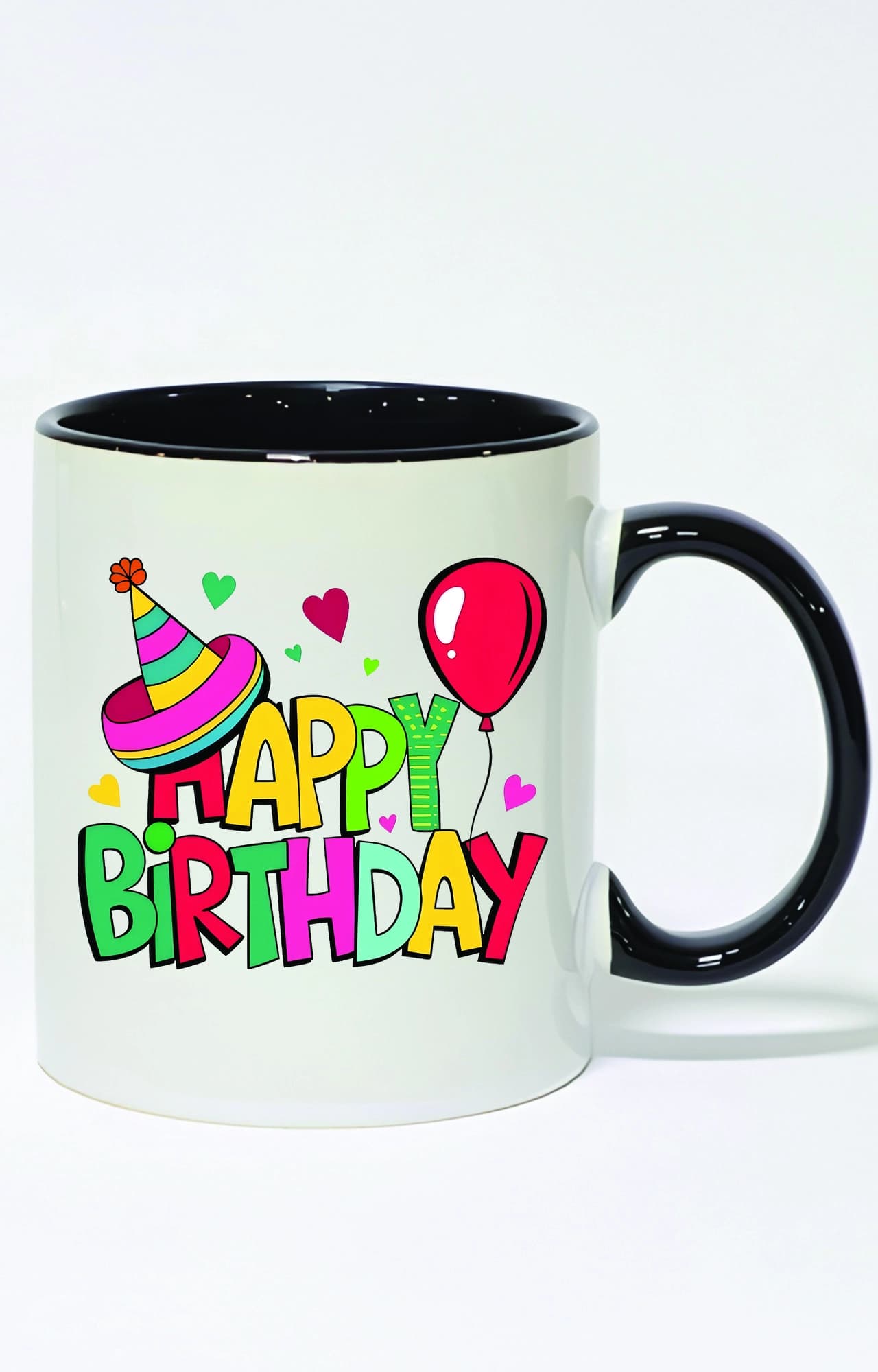 ماگ دسته و داخل رنگی طرح تولد happy birthday کد 4823 — تصویر ۲