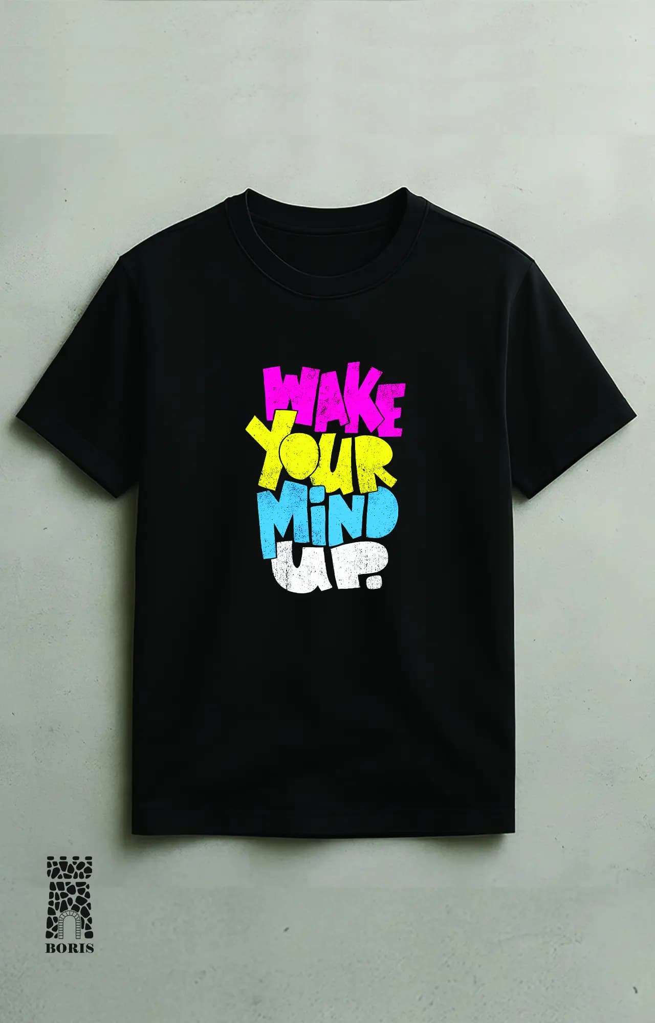 تیشرت باکسی ماکان طرح wake your mind up کد 4198